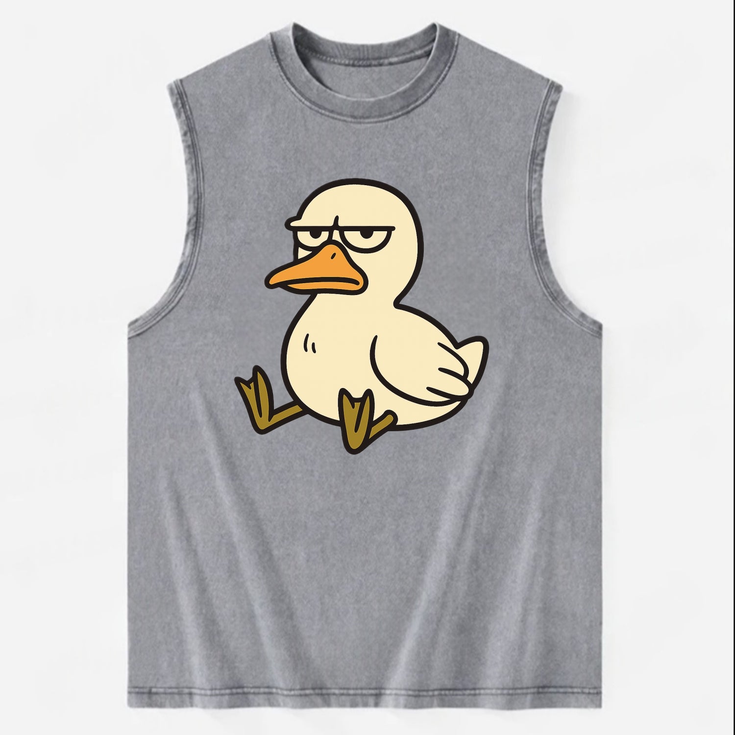 The Duck Judging Silently - Vintage Washed Tank - Grey