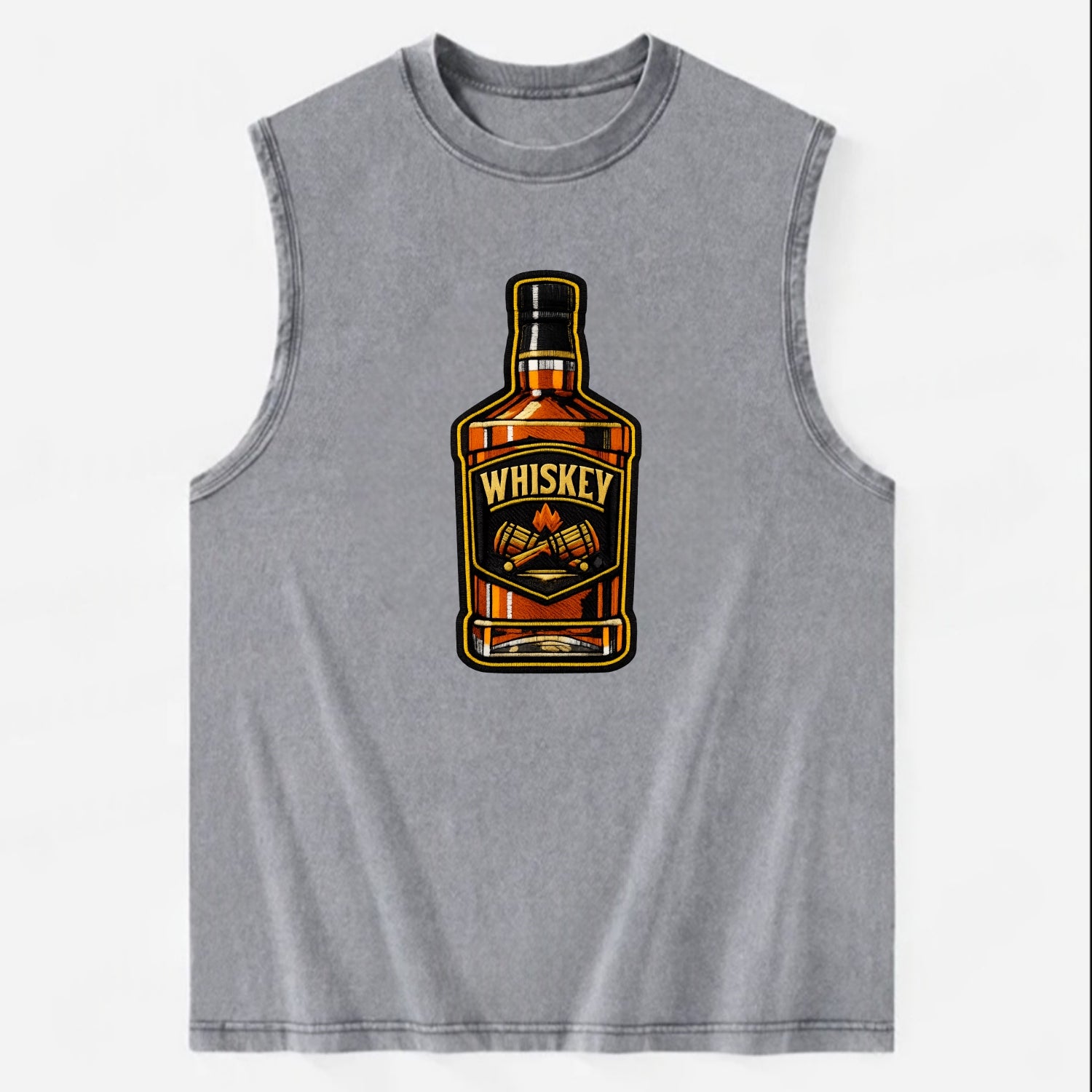 WHISKEY BOTTLE - bourbon bottle in amber and gold , spirits connoisseur - Vintage Washed Tank - Grey