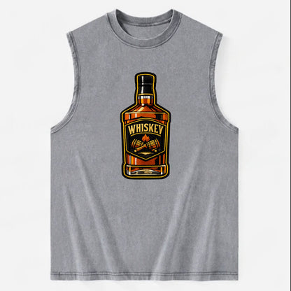 WHISKEY BOTTLE - bourbon bottle in amber and gold , spirits connoisseur - Vintage Washed Tank - Grey