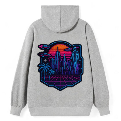Cyberpunk City - Classic Pullover Hoodie - Grey
