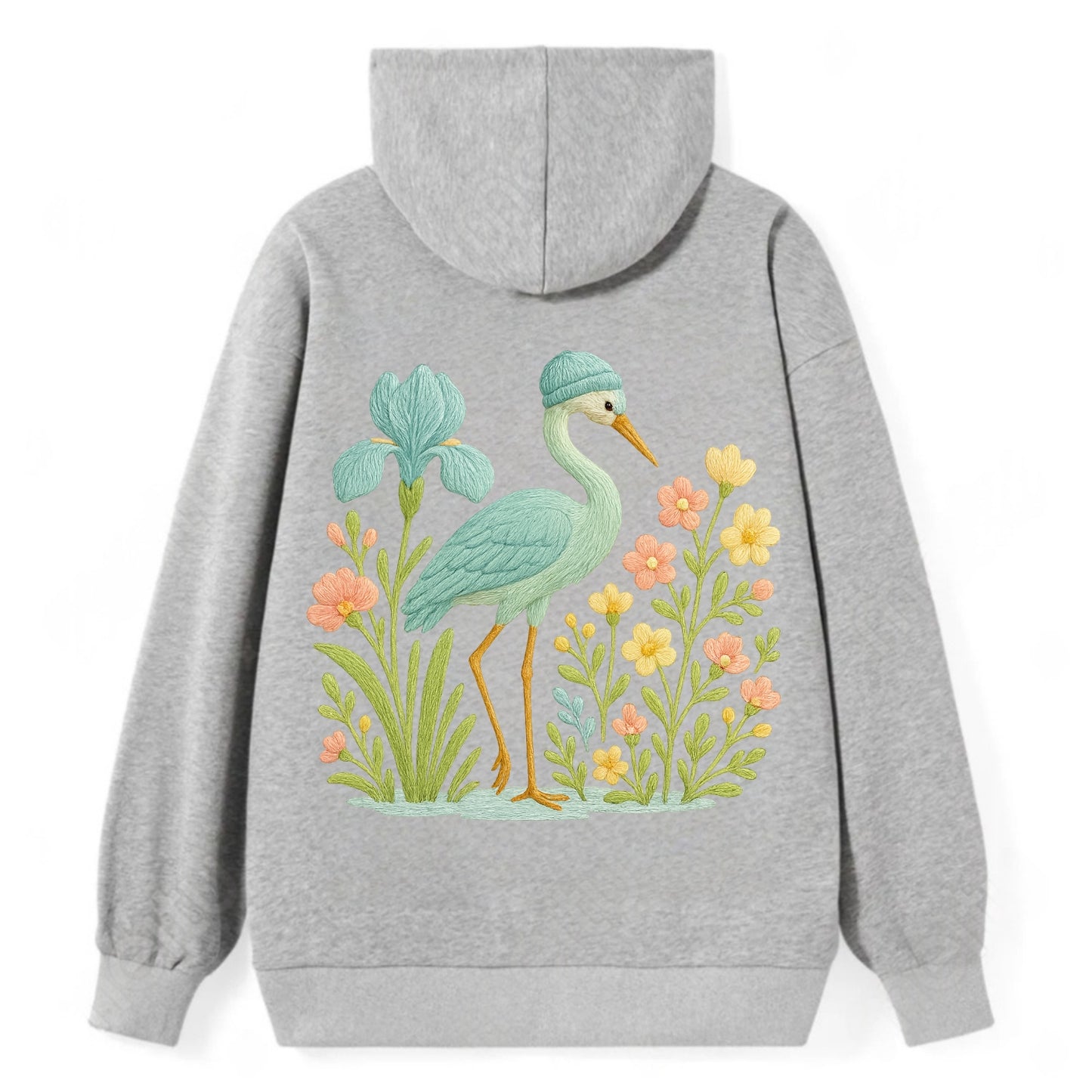 Mint Crane - Classic Pullover Hoodie - Grey