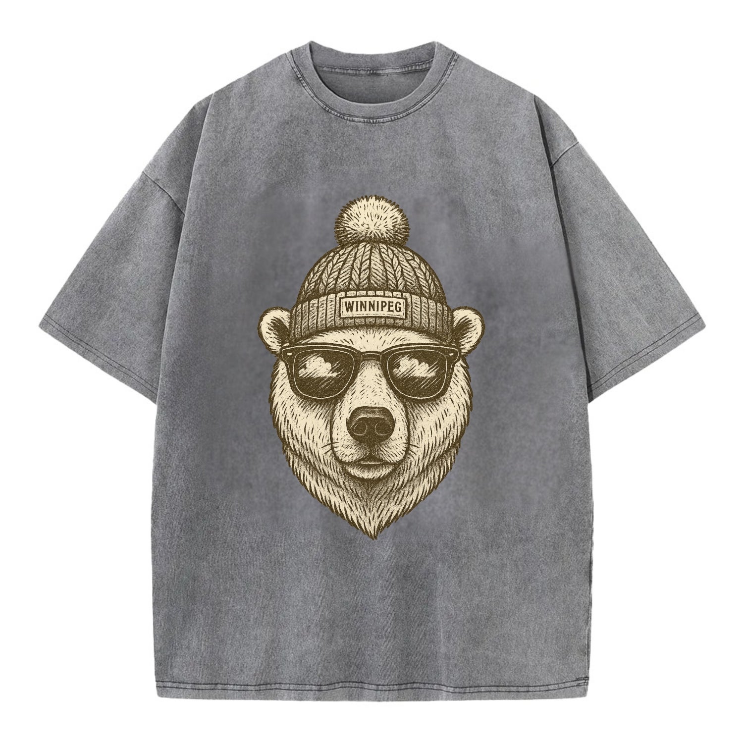Winnipeg Polar Bear wearing Winnipeg bea - Vintage T-shirt - Grey