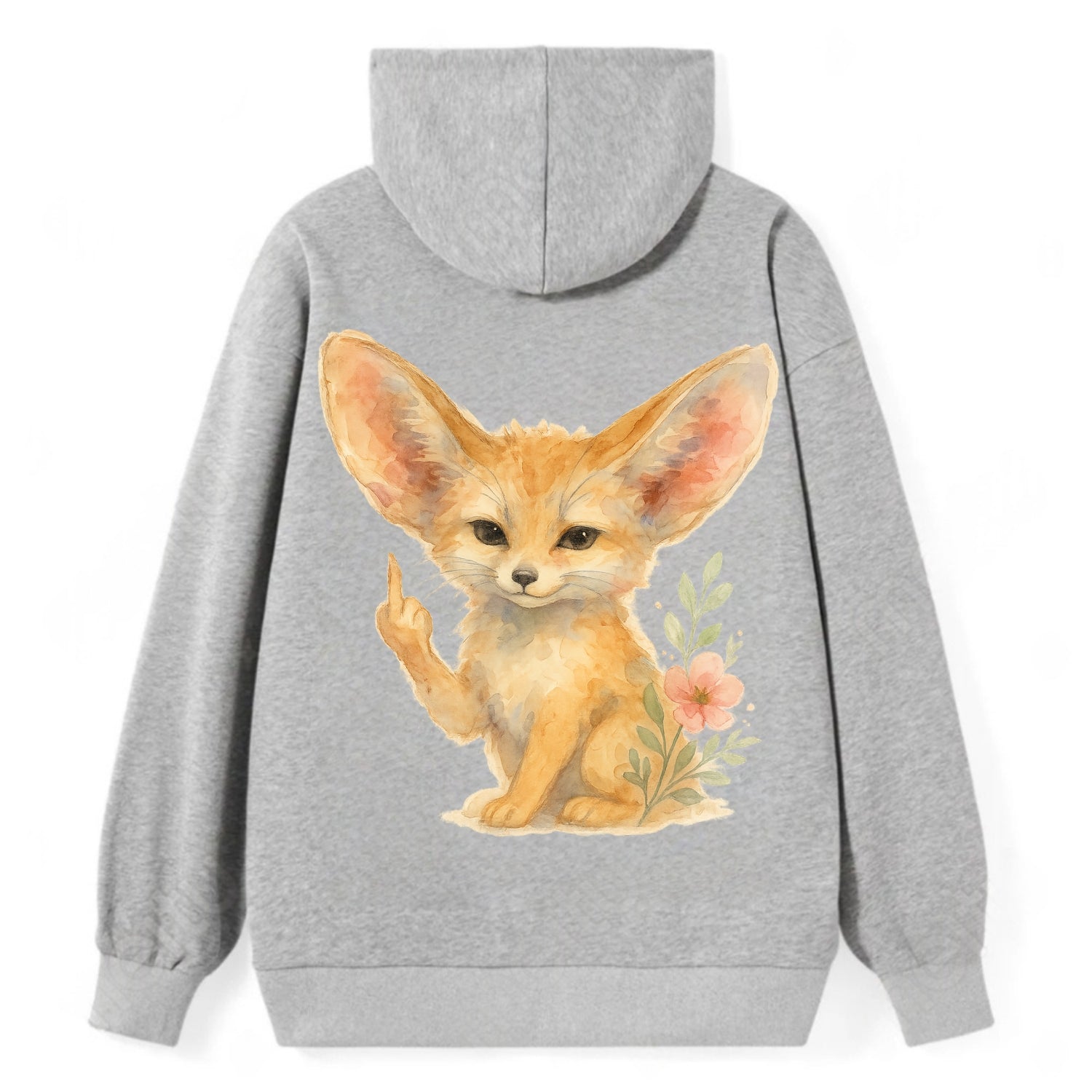tiny fennec fox with oversized ears, one small paw raised in sass - Classic Pullover Hoodie - Grey