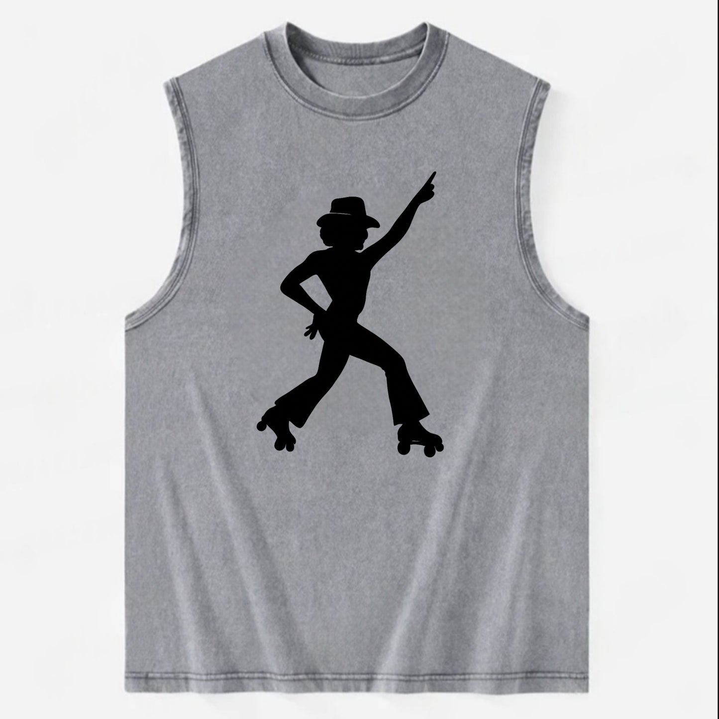 Retro roller skater in disco pose - Vintage Washed Tank - Grey