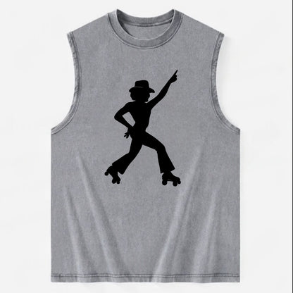 Retro roller skater in disco pose - Vintage Washed Tank - Grey