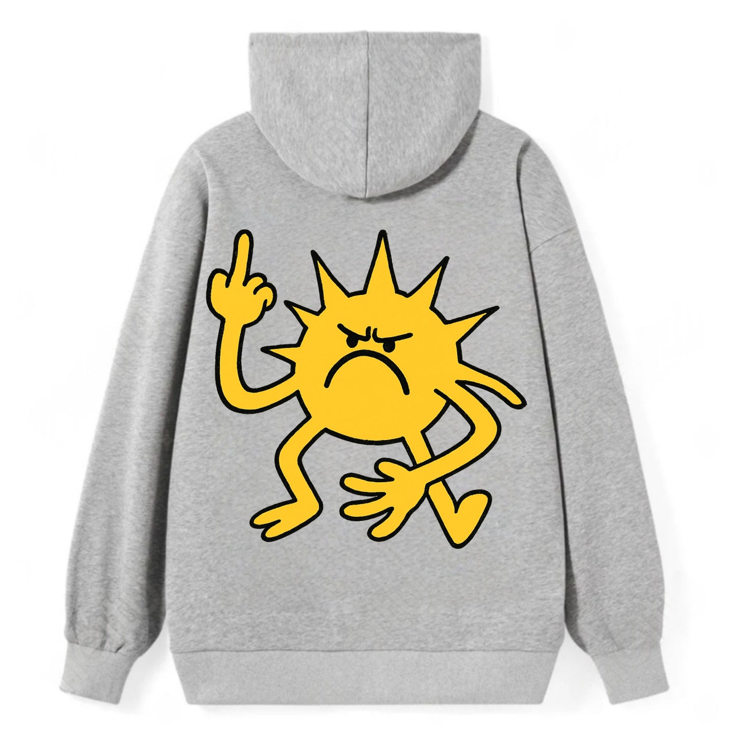 MORNINGS ARE PUNISHMENT | Grumpy sun with middle finger - Classic Pullover Hoodie - Grey