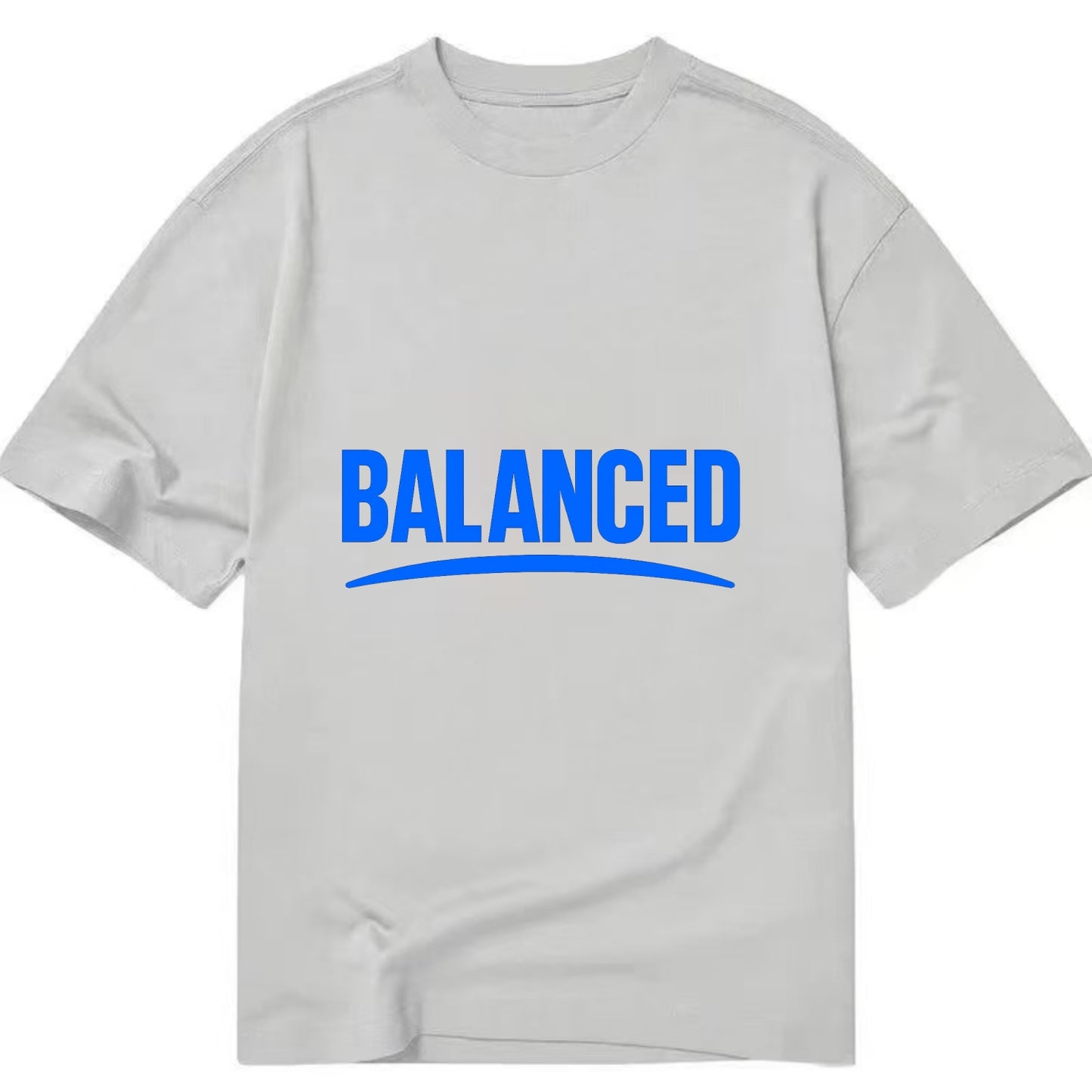 Bold typography design - "BALANCED" - harmony, equilibrium, centered life - Classic T-shirt - Grey