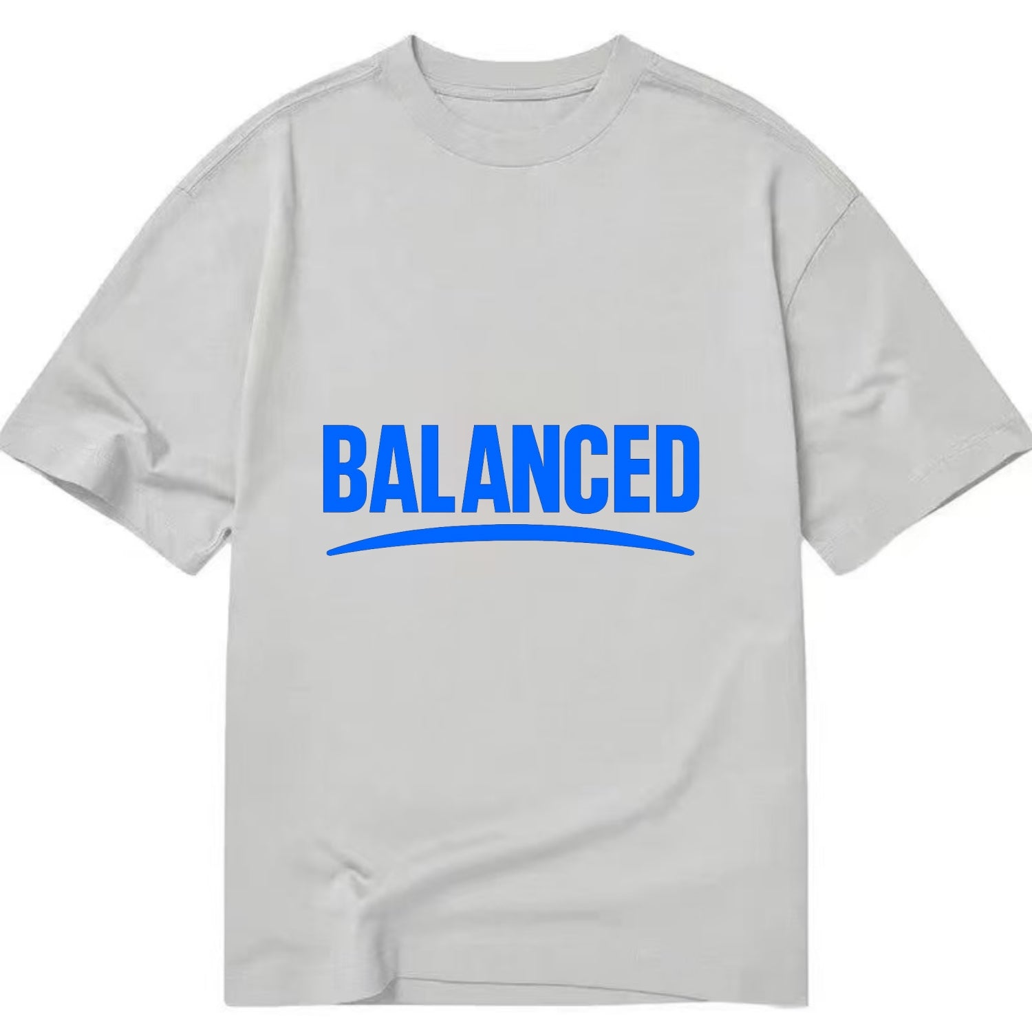 Bold typography design - "BALANCED" - harmony, equilibrium, centered life - Classic T-shirt - Grey