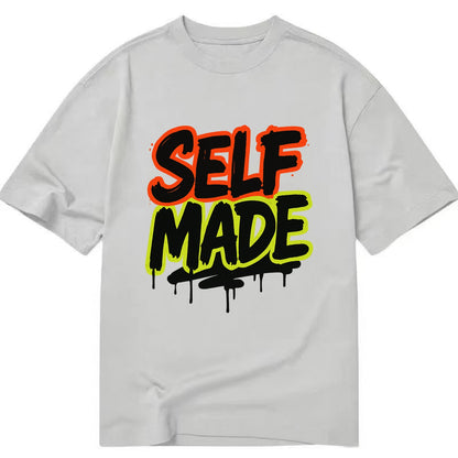Bold typography design - "SELF MADE" - built from nothing, earned success - Classic T-shirt - Grey
