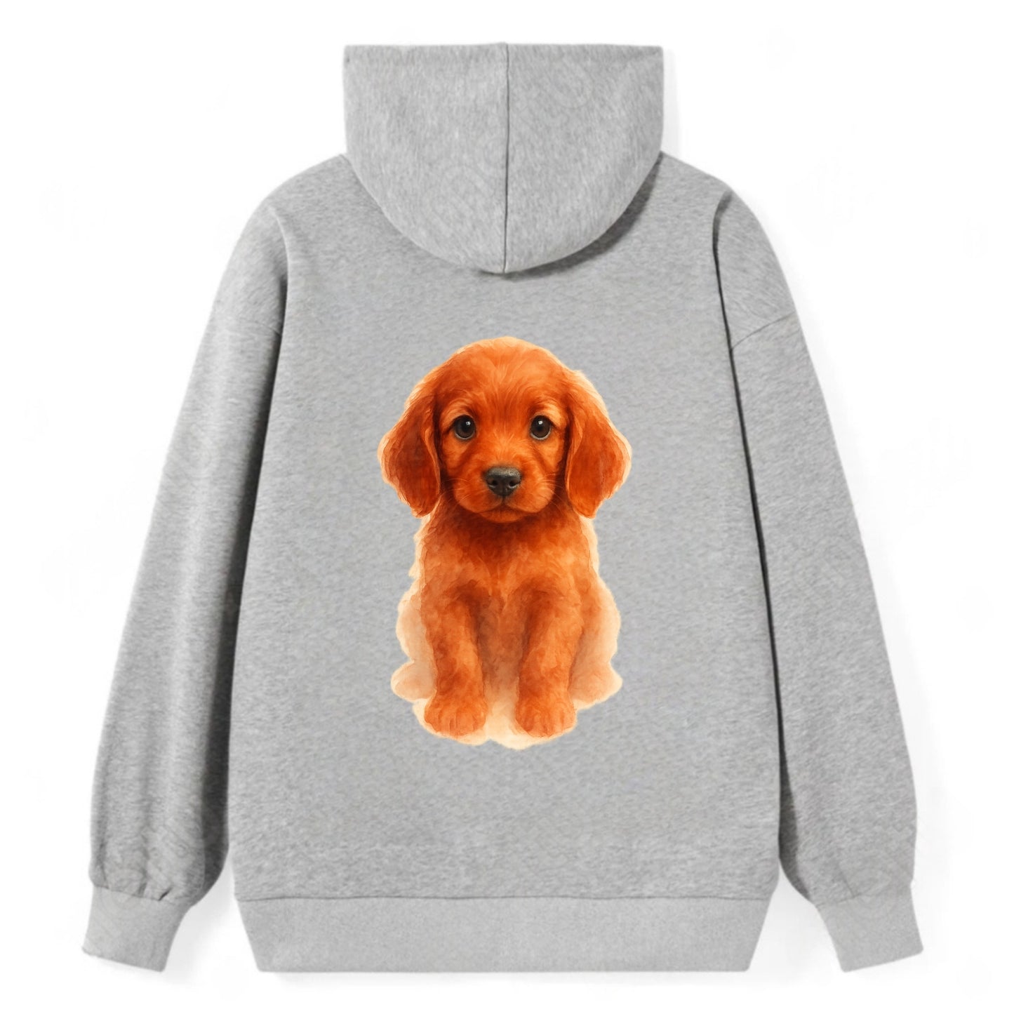 Baby Irish Setter Puppy - mahogany red coat, feathered ears, friendly - Classic Pullover Hoodie - Grey