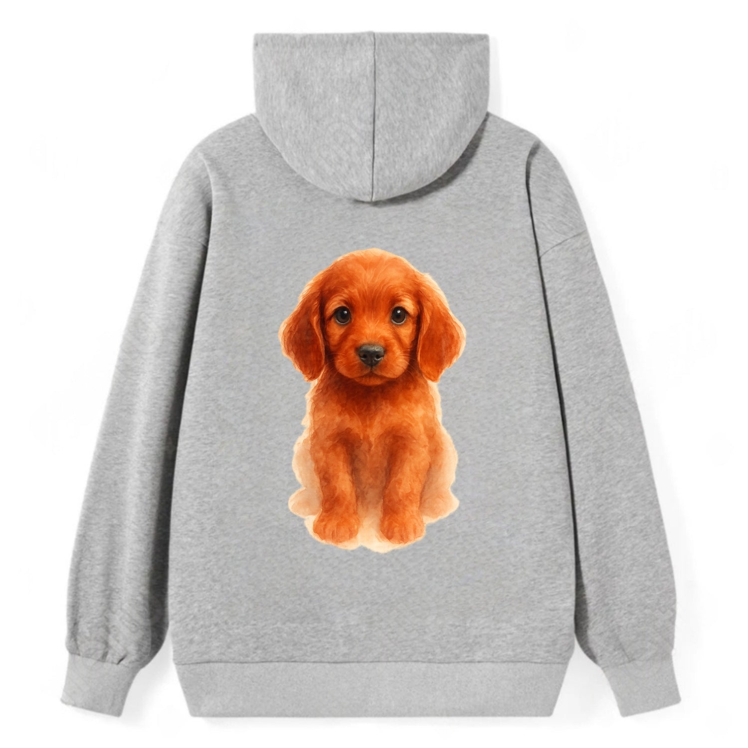 Baby Irish Setter Puppy - mahogany red coat, feathered ears, friendly - Classic Pullover Hoodie - Grey