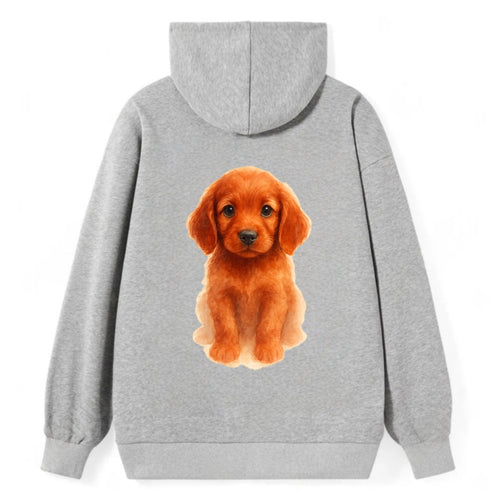 Baby Irish Setter Puppy - mahogany red coat, feathered ears, friendly - Classic Pullover Hoodie