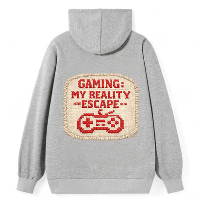 GAMING: MY REALITY ESCAPE - red game escape - red - gaming reality escape - Classic Pullover Hoodie - Grey
