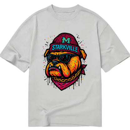 Starkville Bulldog wearing Mississippi State beanie with M patch - Classic T-shirt - Grey