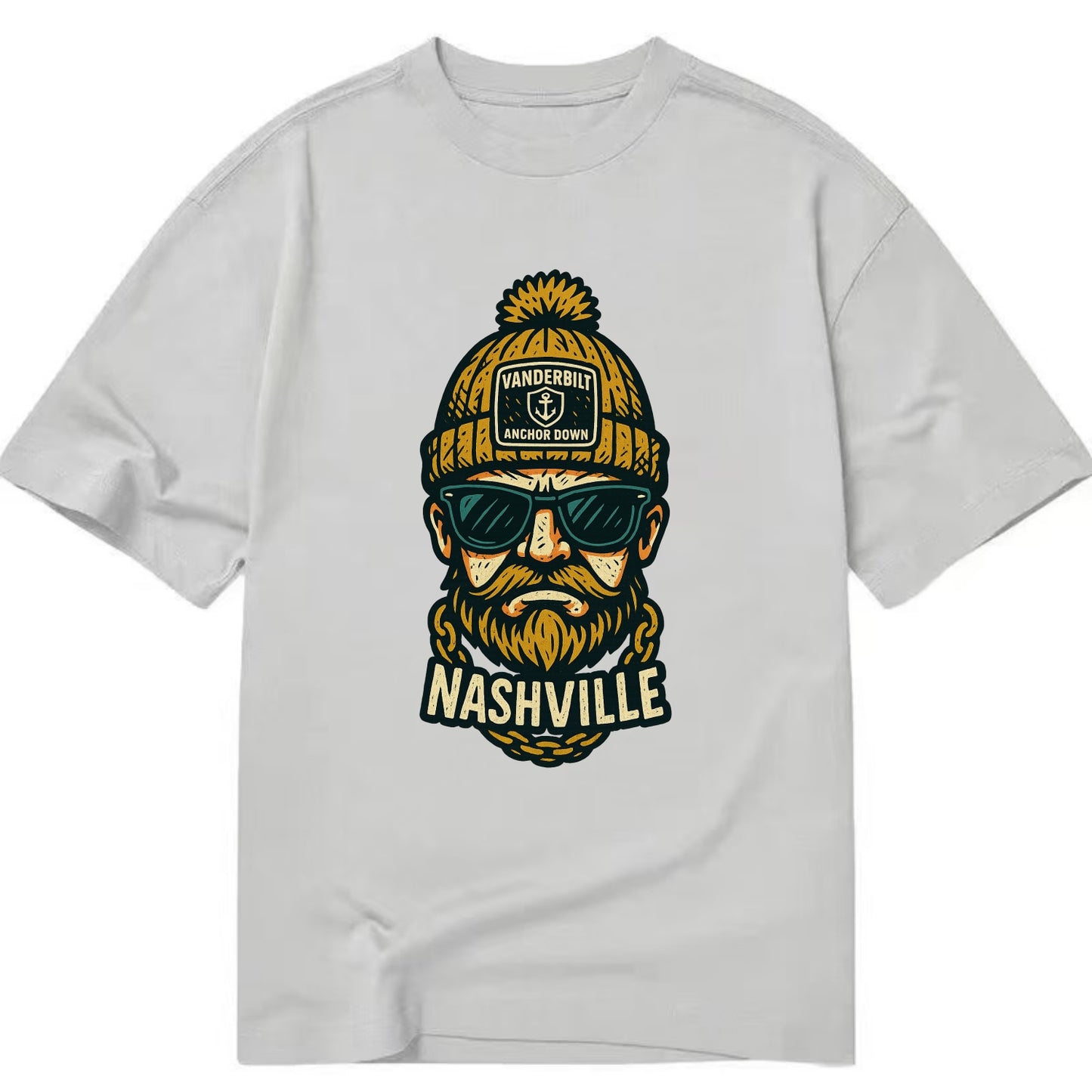 Nashville Commodore wearing Vanderbilt beanie with anchor patch - Classic T-shirt - Grey