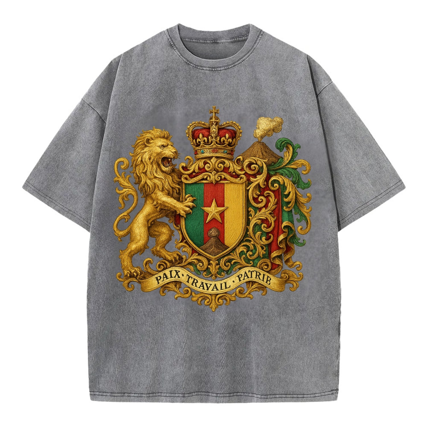 Cameroon Royal Logo  - Vintage T-shirt - Grey