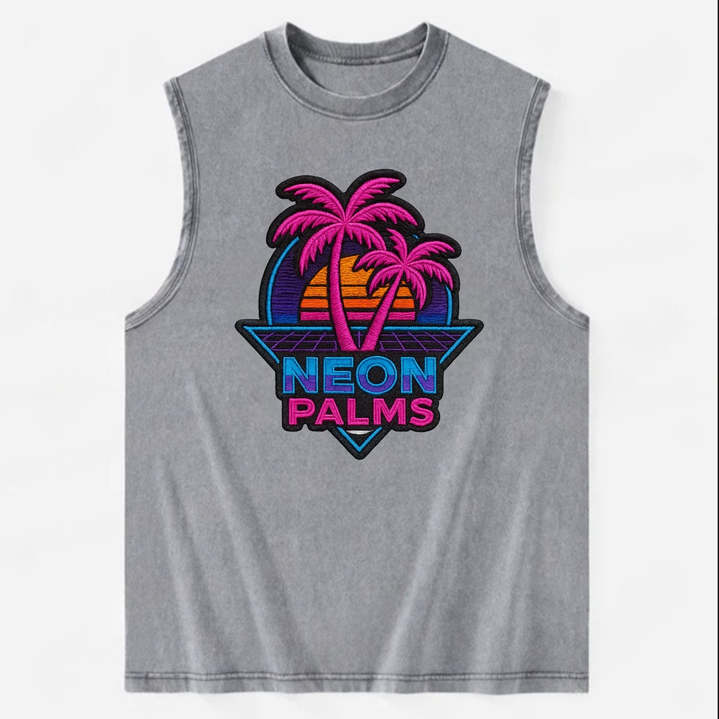 Neon Palms - Vintage Washed Tank - Grey