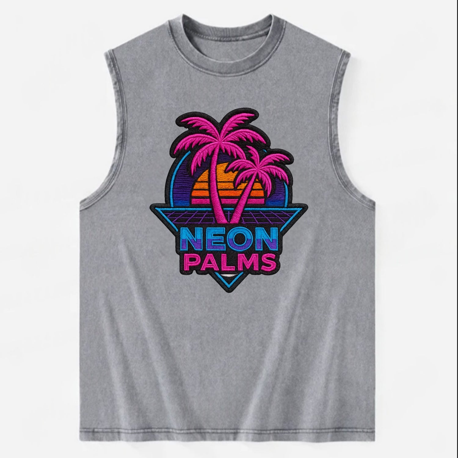 Neon Palms - Vintage Washed Tank - Grey