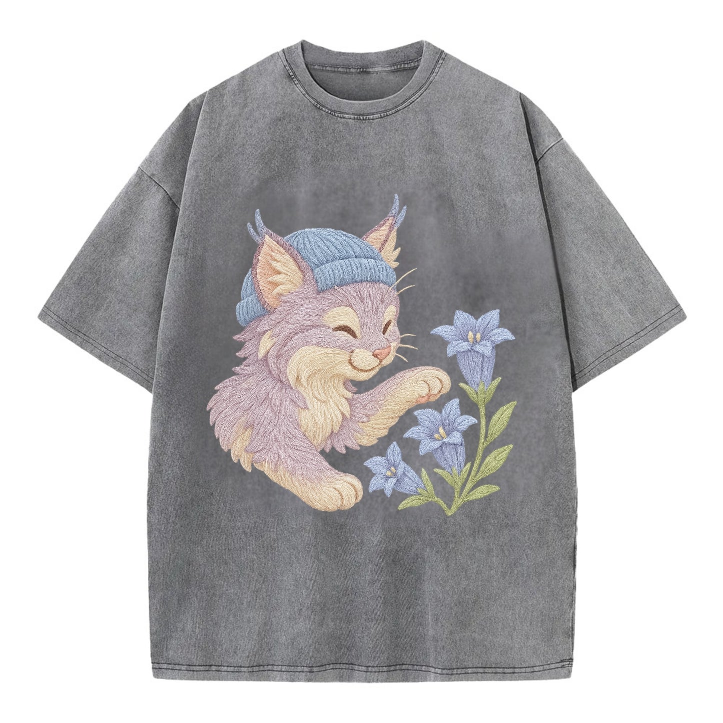 Lynx and Gentian  - Vintage T-shirt - Grey