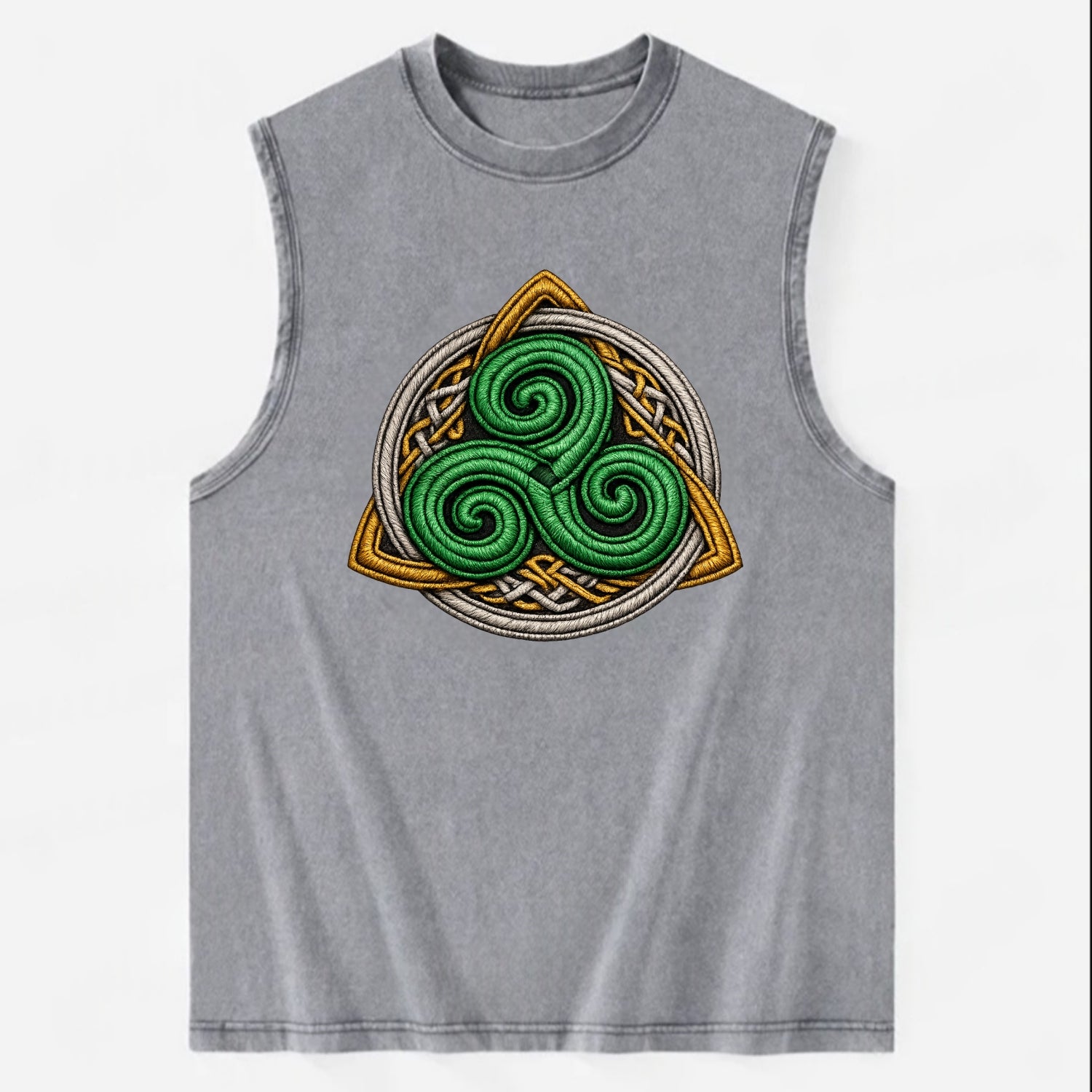 Spiral Knot Triskele - Vintage Washed Tank - Grey