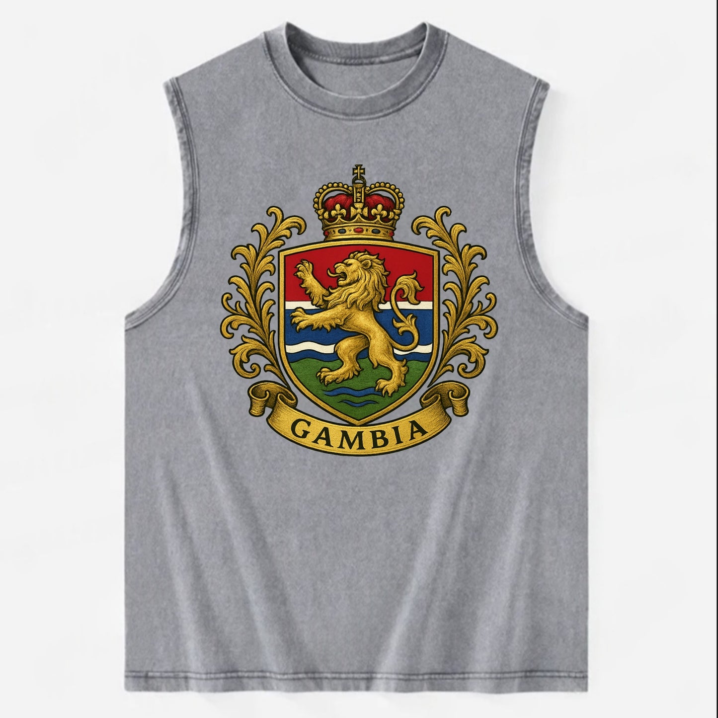 Gambia Heritage Badge  - Vintage Washed Tank - Grey