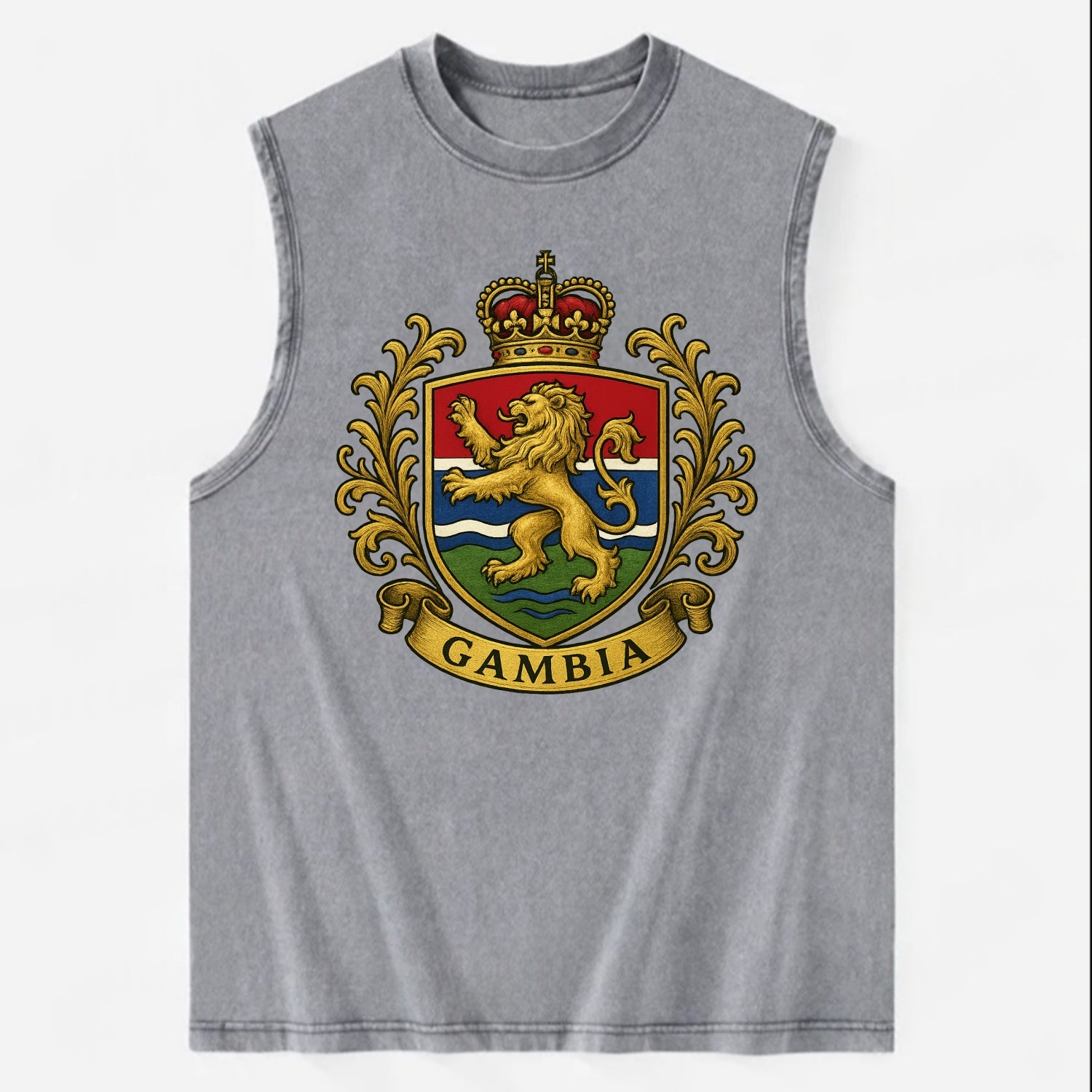 Gambia Heritage Badge  - Vintage Washed Tank - Grey