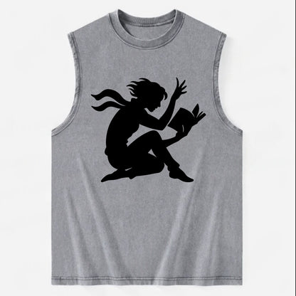 Reader lost in book moment - Vintage Washed Tank - Grey