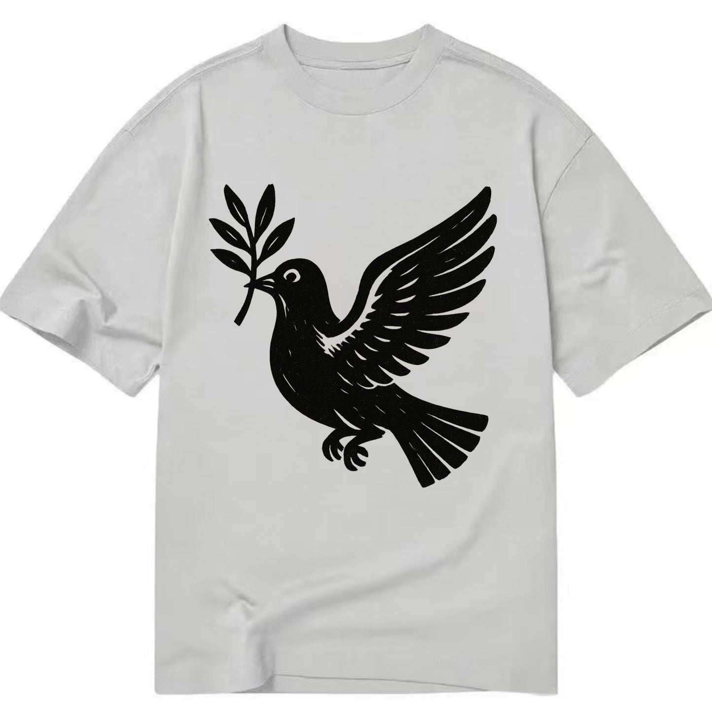 Dove carrying olive branch - peace movement ink painting - Classic T-shirt - Grey