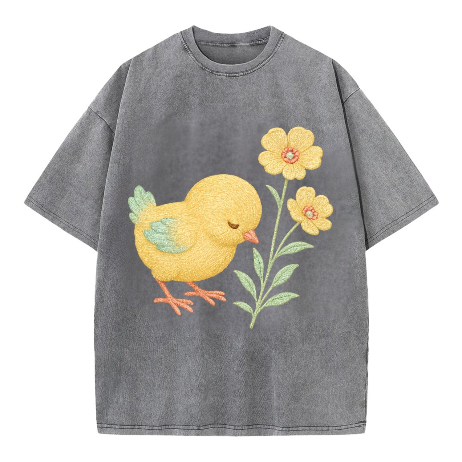 Yellow Chick - Vintage T-shirt - Grey