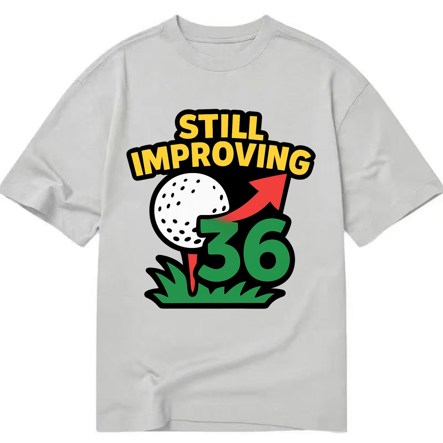 Handicap number getting higher with arrow - "Still Improving" - optimistic - Classic T-shirt - Grey