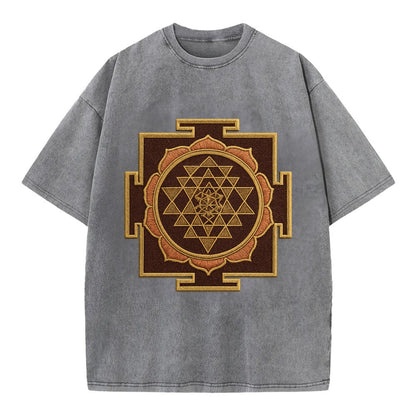 Sri Yantra  - Vintage T-shirt - Grey