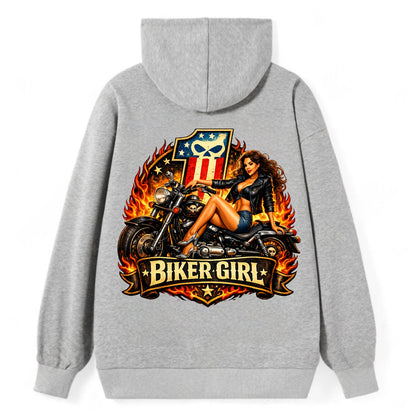 Vintage Biker Pin Up - Classic Pullover Hoodie - Grey