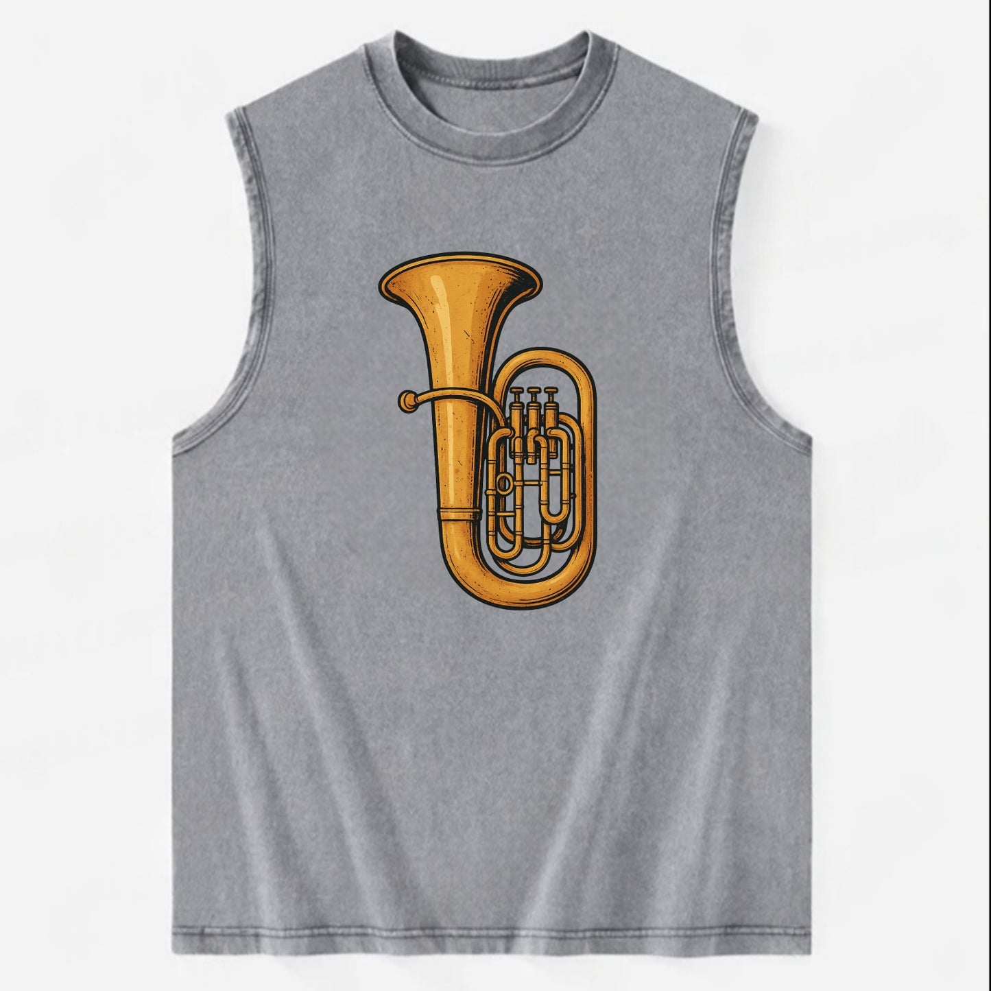 Tuba with large brass bell - Vintage Washed Tank - Grey