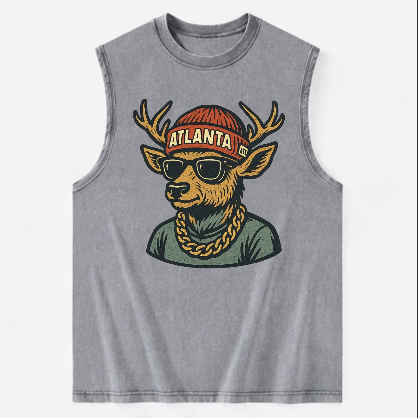 "deer" "atlanta" "atl" "red" "us South" - Vintage Washed Tank - Grey