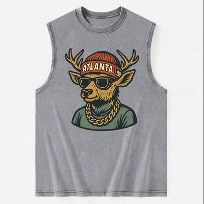"deer" "atlanta" "atl" "red" "us South" - Vintage Washed Tank - Grey