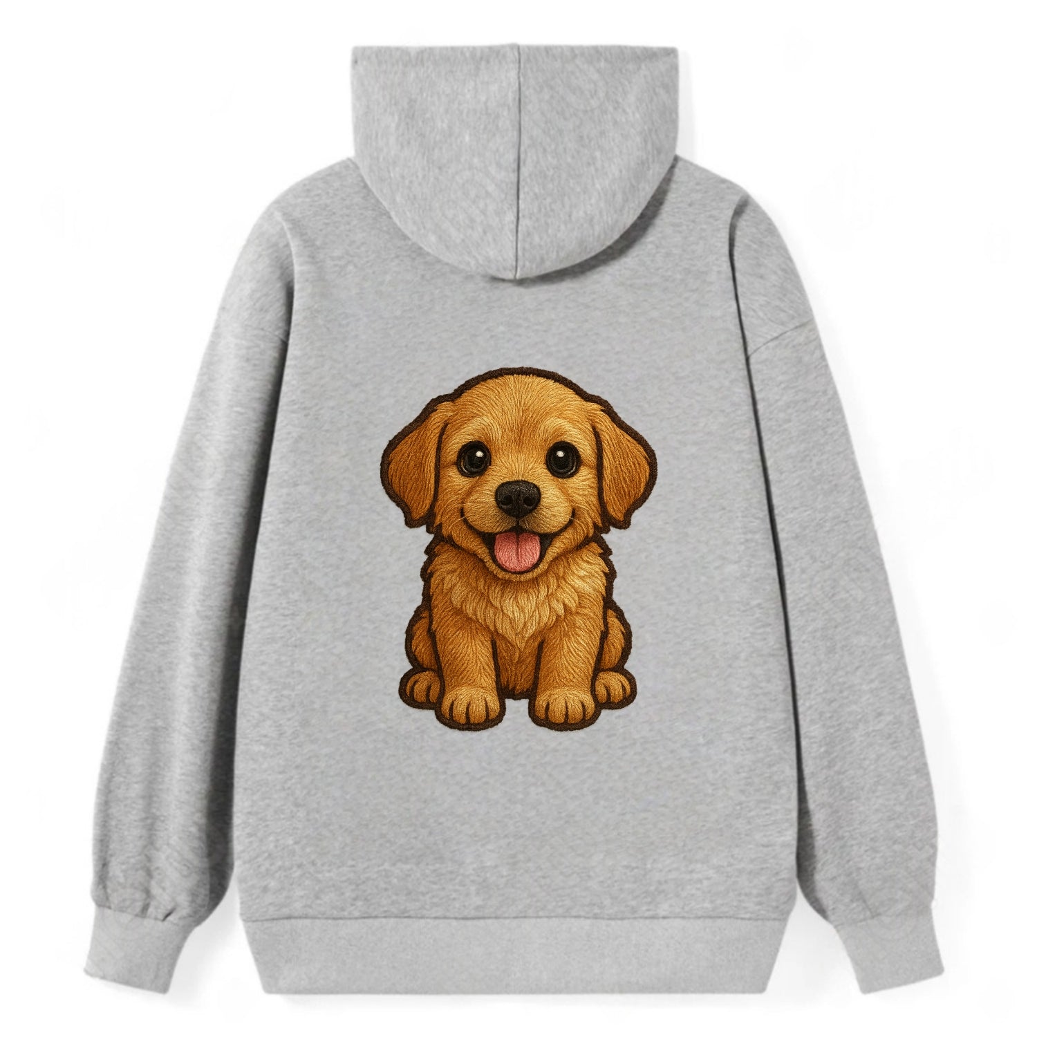 Baby Golden Retriever Puppy - fluffy golden fur, big brown eyes, pink - Classic Pullover Hoodie - Grey