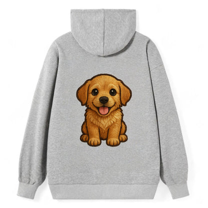 Baby Golden Retriever Puppy - fluffy golden fur, big brown eyes, pink - Classic Pullover Hoodie - Grey