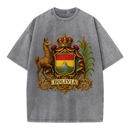 Bolivia Royal Logo  - Vintage T-shirt - Grey