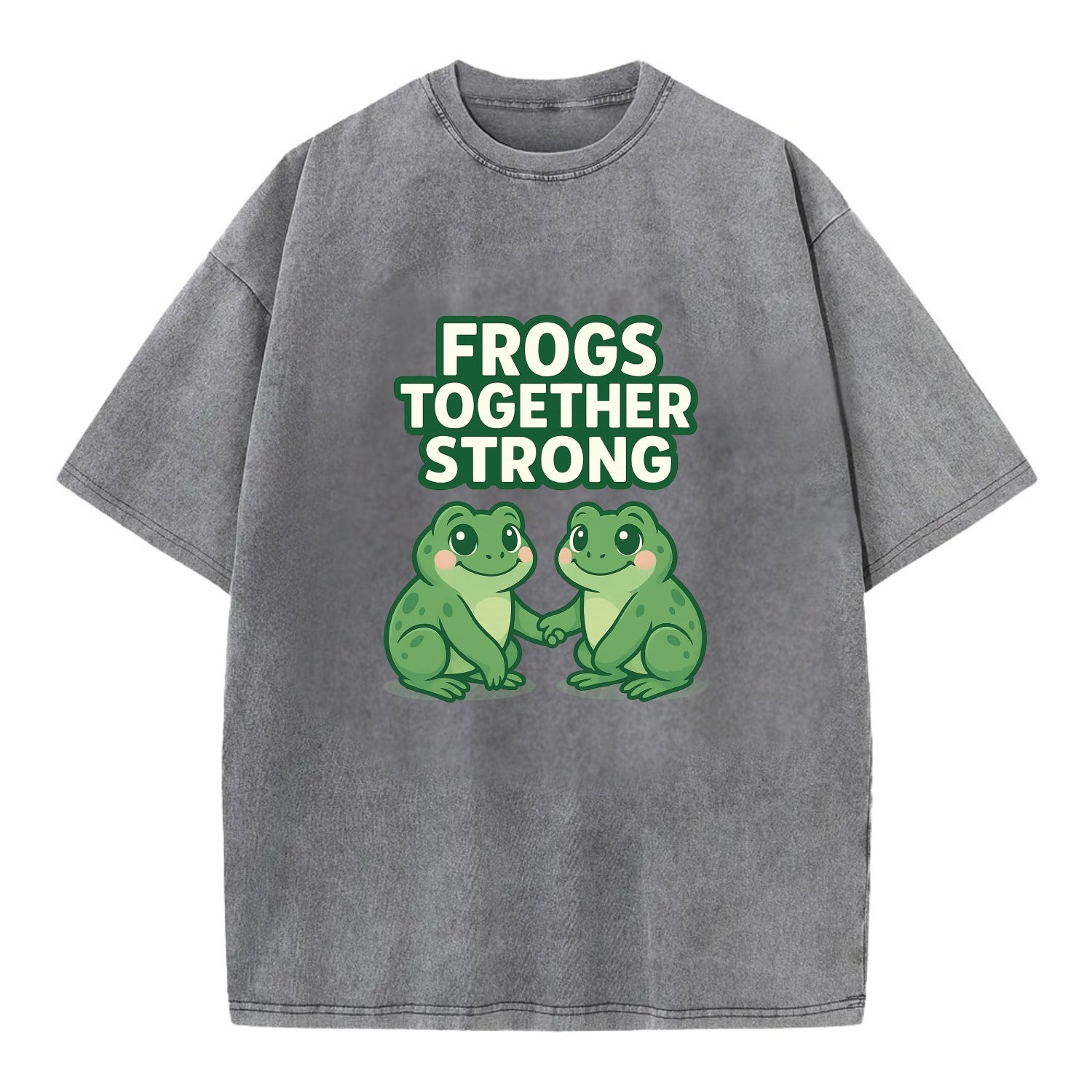 Frogs Together Strong 2 - Vintage T-shirt - Grey