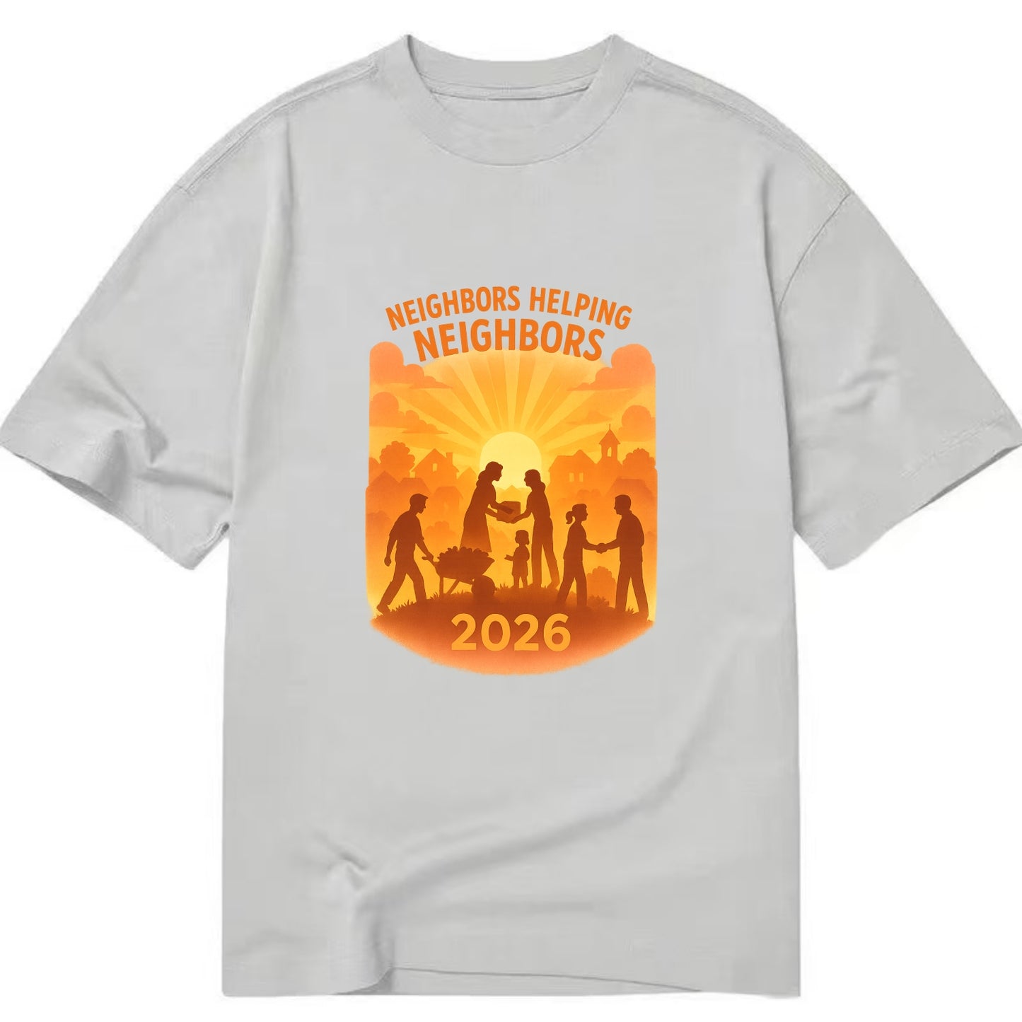 Local communities thriving with shared resources - "Neighbors Helping Neighbors" - Classic T-shirt - Grey
