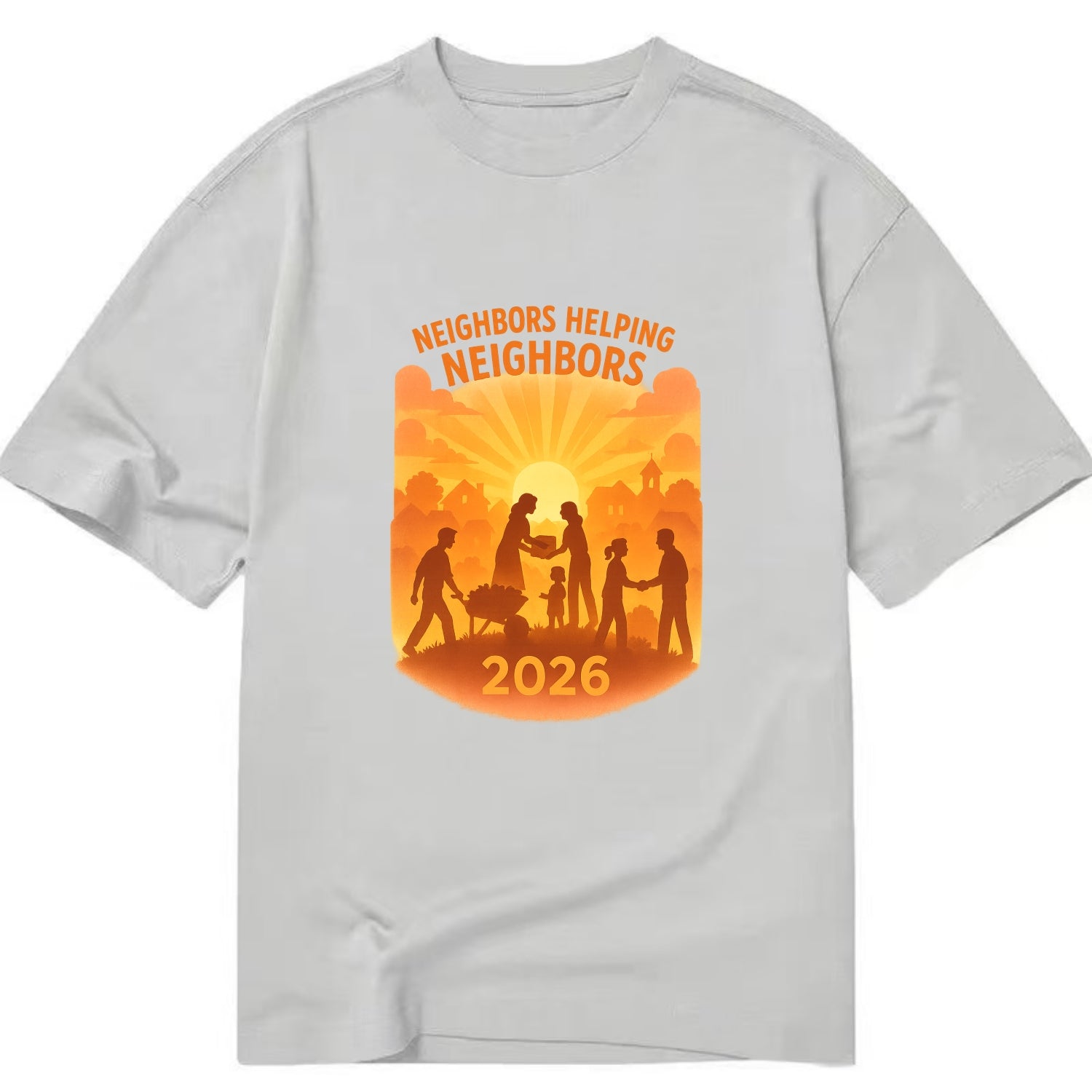 Local communities thriving with shared resources - "Neighbors Helping Neighbors" - Classic T-shirt - Grey
