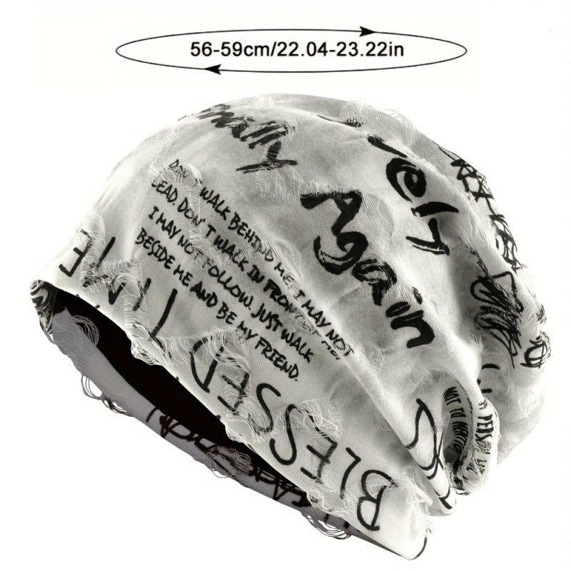 Letter Printed Slouchy Beanie - Unisex Thin Outdoor Sports Headwrap - Spring Autumn Casual Knitted Hat