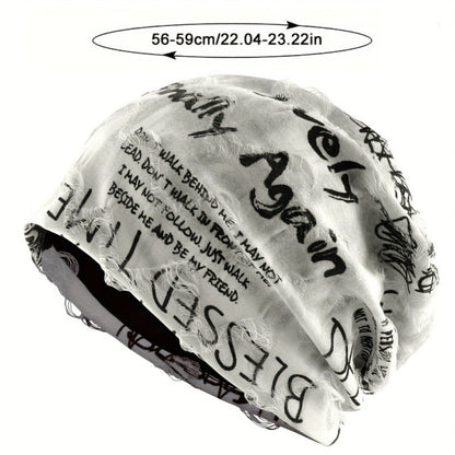 Letter Printed Slouchy Beanie - Unisex Thin Outdoor Sports Headwrap - Spring Autumn Casual Knitted Hat