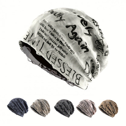 Letter Printed Slouchy Beanie - Unisex Thin Outdoor Sports Headwrap - Spring Autumn Casual Knitted Hat