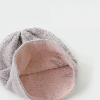 Double-Sided Fleece Knitted Beanie - Star Jacquard Warm Ear-Flap Cap - Unisex Casual Slouchy Hat