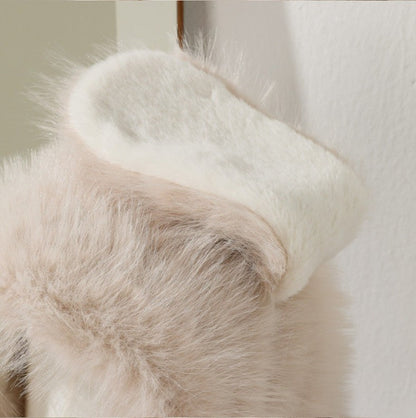 Faux Fur Scarf-Integrated Bunny Ear Trapper Hat - Winter Outdoor Cold-Proof Warm Ear-Flapped Beanie - Unisex Slouchy Headwear