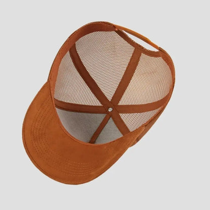 Pandaize Suede Mesh Trucker Cap – Premium Soft Faux Suede Baseball Hat with Breathable Mesh Back, Adjustable Snapback Fit