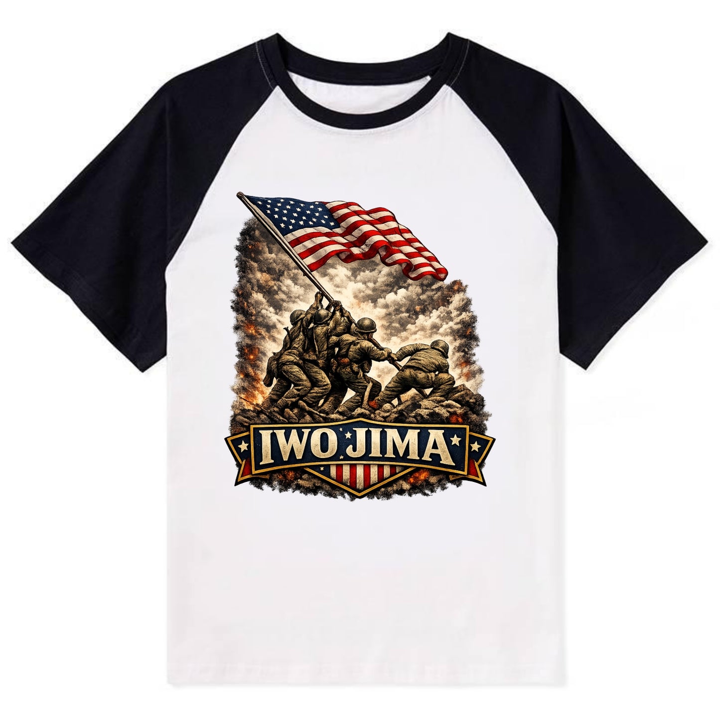 Iwo Jima Flag Raising - Contrast Raglan T-shirt