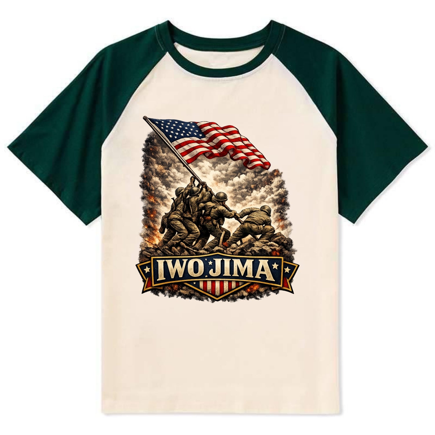 Iwo Jima Flag Raising - Contrast Raglan T-shirt