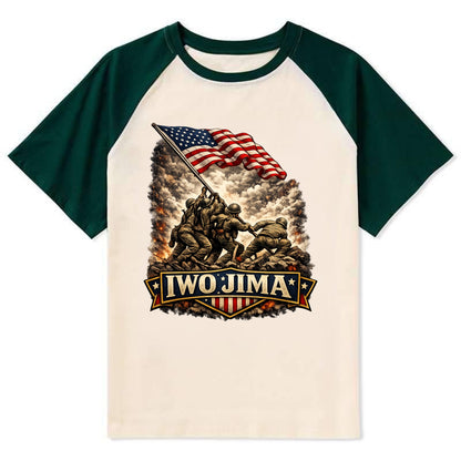 Iwo Jima Flag Raising - Contrast Raglan T-shirt